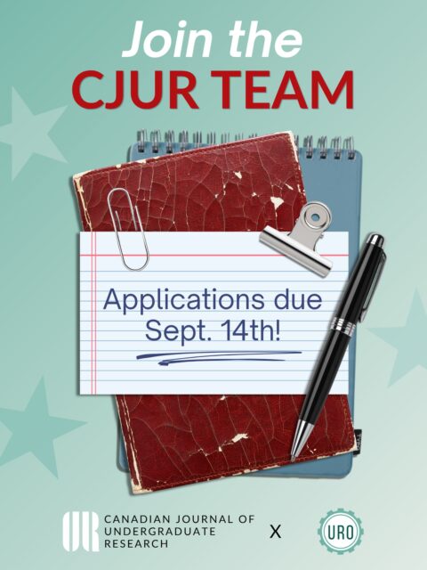 We are looking for innovative and motivated individuals to join URO’s CJUR committee!If participating in the peer review and publication process for a national undergraduate research journal sounds like something you’re interested in, apply in the link in our bio by Monday Sept. 14th @ 11:59 pm!