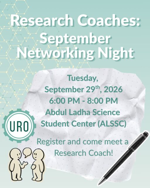 Here’s your chance to meet all our Research Coaches! Come to Abdul Ladha on September 29th from 6 to 8 PM to network and build connections 🗓RSVP link is posted on our Instagram bio!  Food and drink will be provided🥤